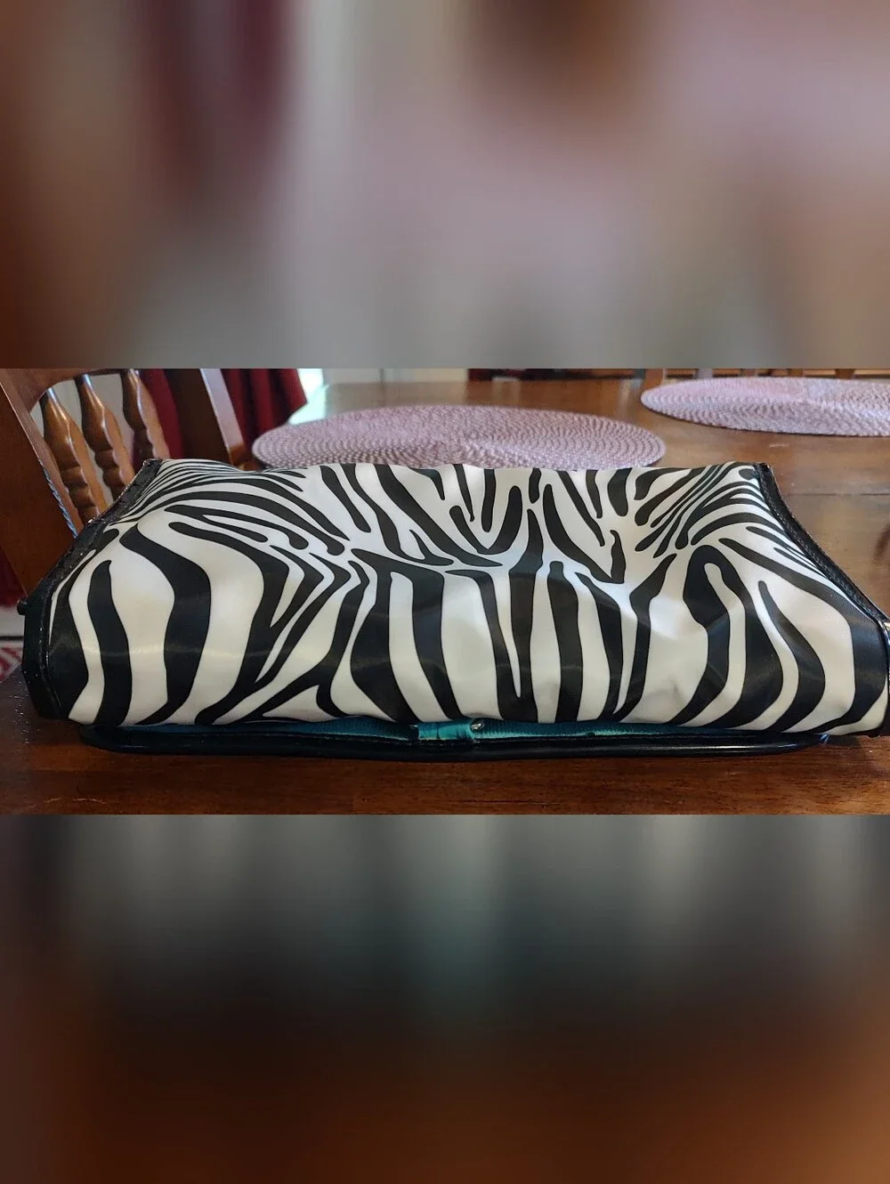 Modella Black and White Zebra Print Cosmetic Bag